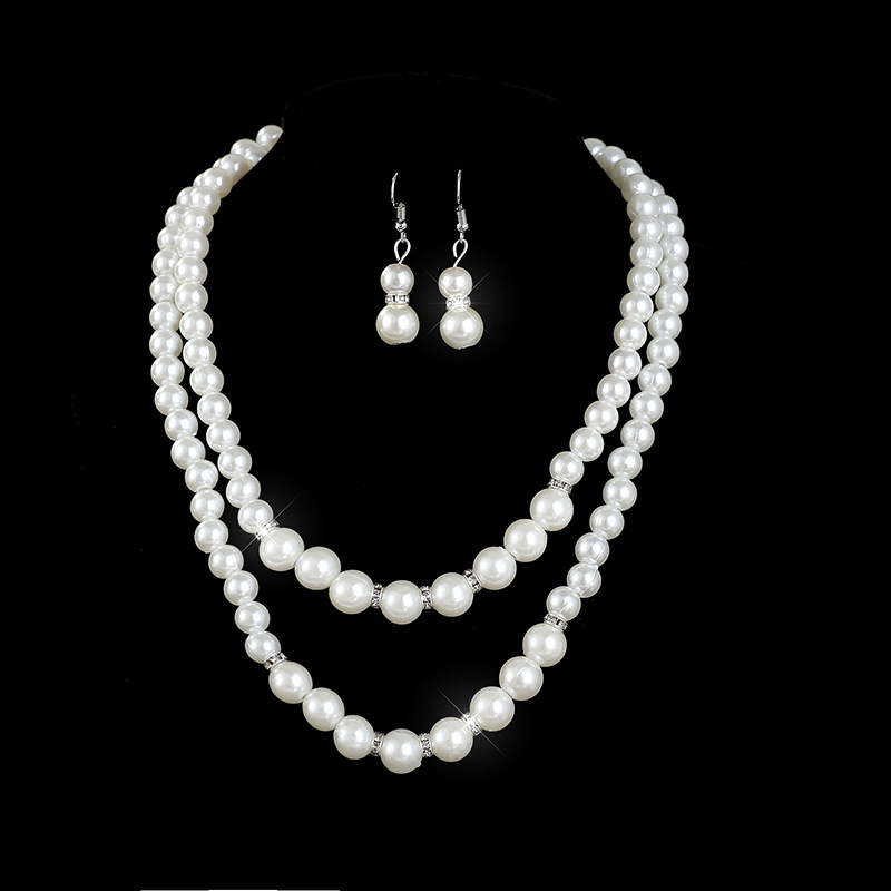 Picture of Cross-border jewelry new bridal sweater chain necklace set diamond artificial pearl necklace earring bracelet set