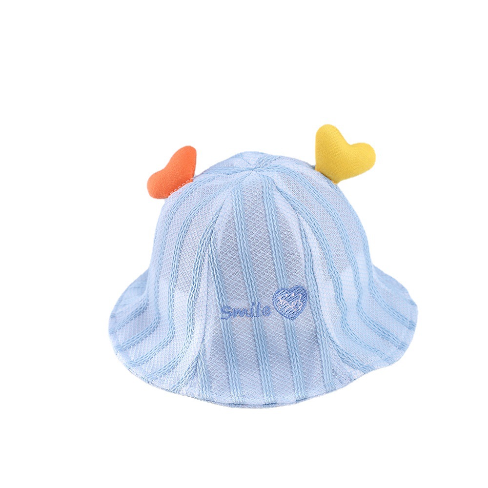 Picture of Striped Love Baby Mesh Hat Summer New Baby Hat Embroidered Baby Sun Hat 3-12 Months