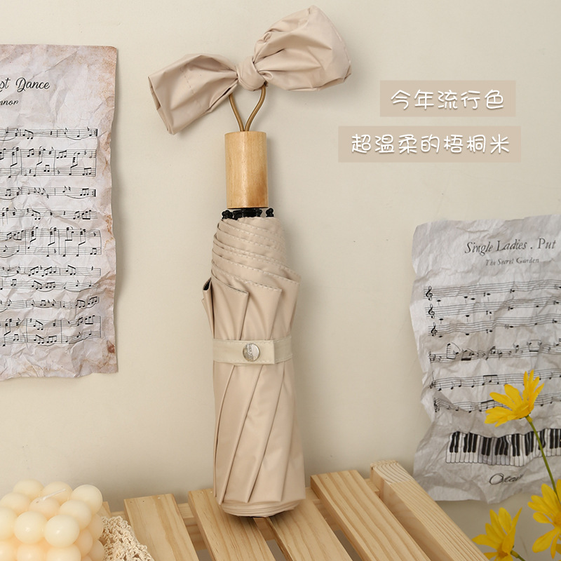 Picture of Three-fold automatic umbrella log handle lettering sunny umbrella men's business folding umbrella printed logo high-end gift umbrella