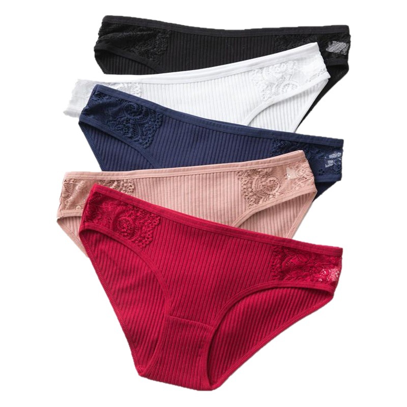 Girls' Panties Japanese Style Women's Pure Cotton Mid-waist Girls' Sexy Lace Breathable Traceless Women's Briefs European Size