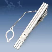 Picture of Metal tie clip men's suit chain 140 simple flower type business atmosphere with drill tie clip