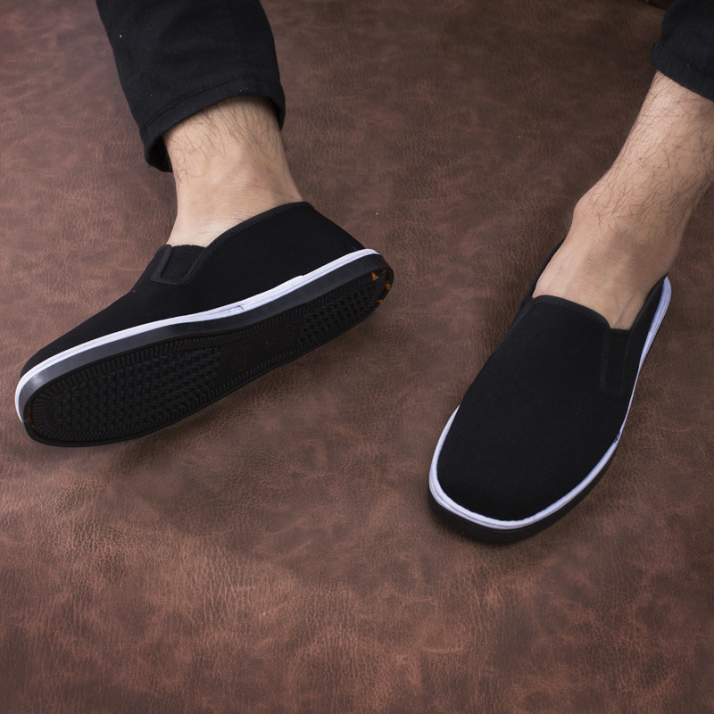 Picture of Factory Shu flat bottom imitation tire bottom old Beijing cloth shoes lasagna canvas shoes traditional handmade online black cloth shoes