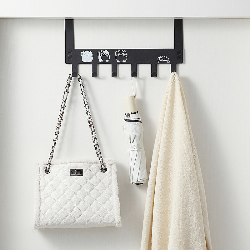 Over-The-Door Hook Clothes Rack, No-Drill Bedroom Door-Back Wall-Mounted Hook Rack for Clothes Storage