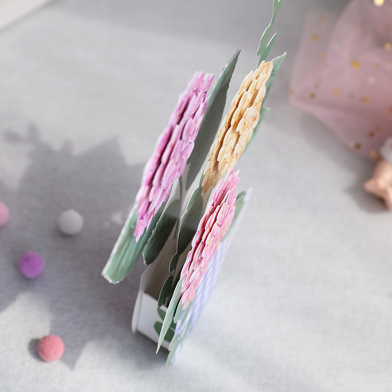 Picture of Mother's Day Three-Dimensional Greeting Card Hydrangea Flower Paper Carving Ornament Card Creative Birthday Wishes Handmade Gift Card Wholesale