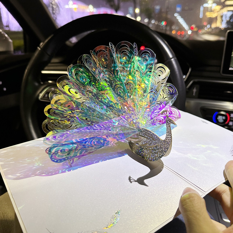 Picture of Sparkling Dream Peacock New Christmas Card Personalized Creative Three-dimensional New Year Birthday Blessing Card