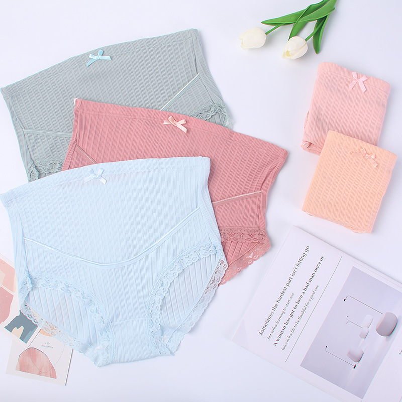 Picture of Maternity Underwear Large Size Breathable High Waist Lace Belly Support Adjustable Pregnancy Threaded Briefs Manufacturer