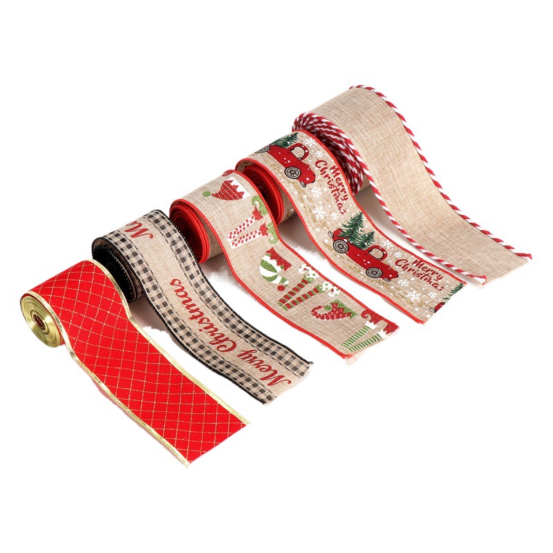 Sackcloth Christmas Ribbon Iron Wire Copy Christmas Ribbon Christmas Bow Christmas Tree Decorations Ribbon Gift