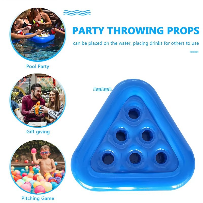 Picture of in stock PVC Cross Border Inflatable Triangle Cup Holder Six Hole Cross Border Beer Holder Water Coaster Party Throwing Toy