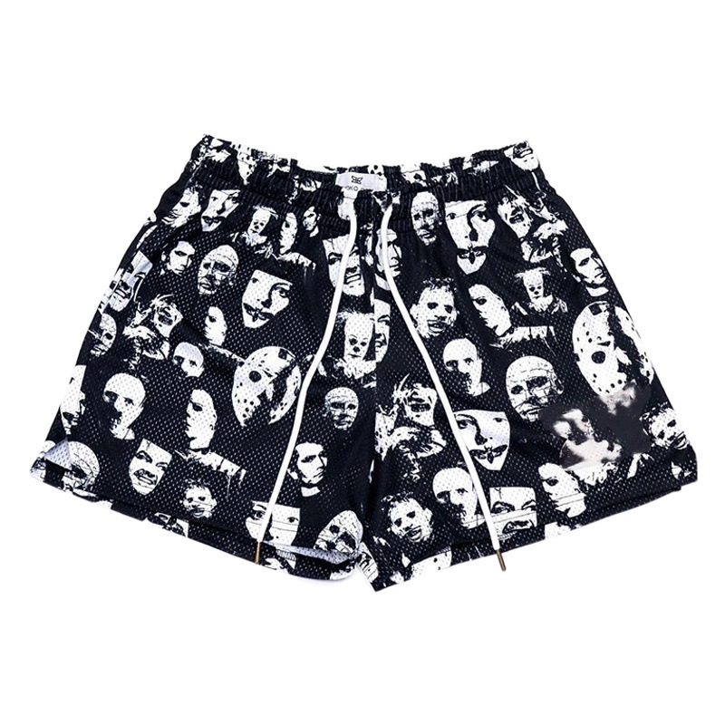 New American Rain Movie Character Shorts Men's Casual Hip-Hop No-Knee Quick-Drying Mesh Sweatpants Large Size Trendy Brand