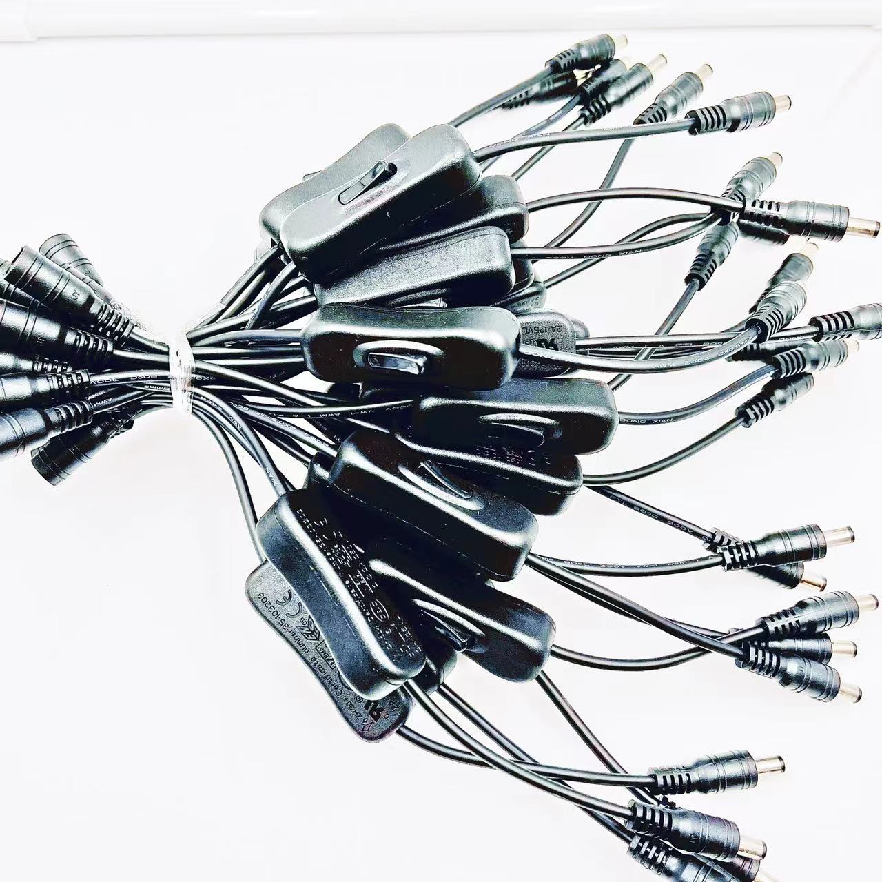 Picture of dc switch line LED light bar solder-free connection X line with 304 switch power line 5521 male to female connection line
