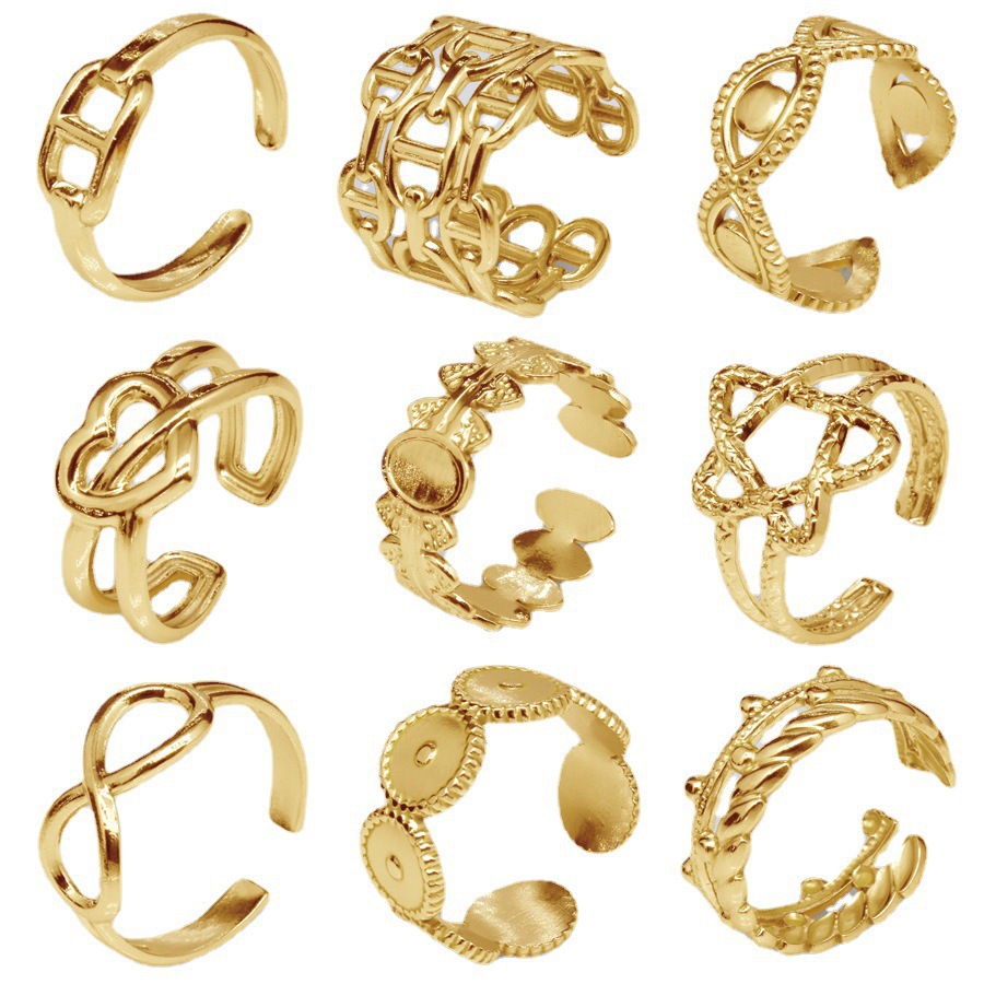 Open Ring European and American Style Non-Fading Titanium Steel Women's Ring Niche Jewelry Stainless Steel Wholesale Vintage Style