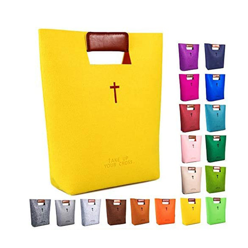 Cross-Border Fashion Felt Gift Bag with Logo Printing, Portable Multi-Functional Hollow-Out Church Storage Bag with Hollow Design