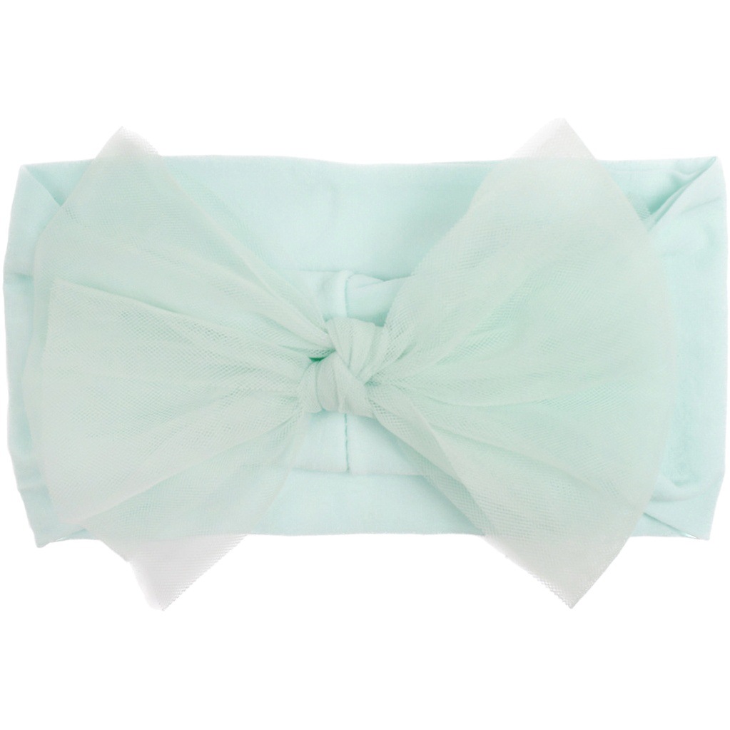 European and American New Kidsren's Pure Color Nylon Mesh Bow Headband Baby Hair Accessories Cute Girls Headscarf