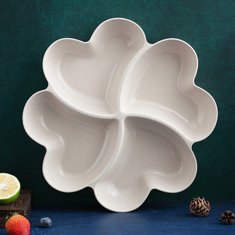 Creative Four-Leaf Clover Heart Compartment Storage Fruit Plate Home Living Room Snacks Clover Snacks Dessert Fruit Plate