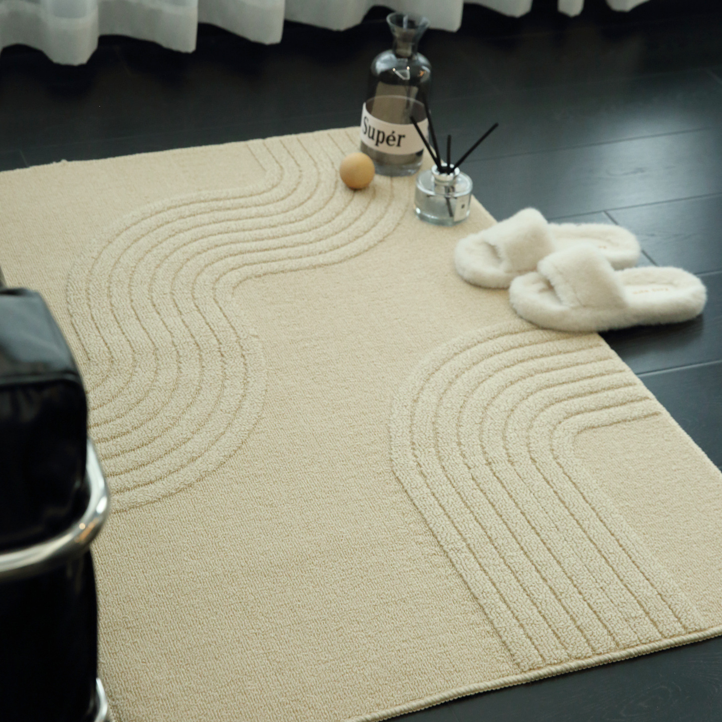 Simple Cream Style Home Floor Mats, New Entry Door Mats, Three-Dimensional Wear-Resistant, Odor-Free Living Room and Bedroom Carpets