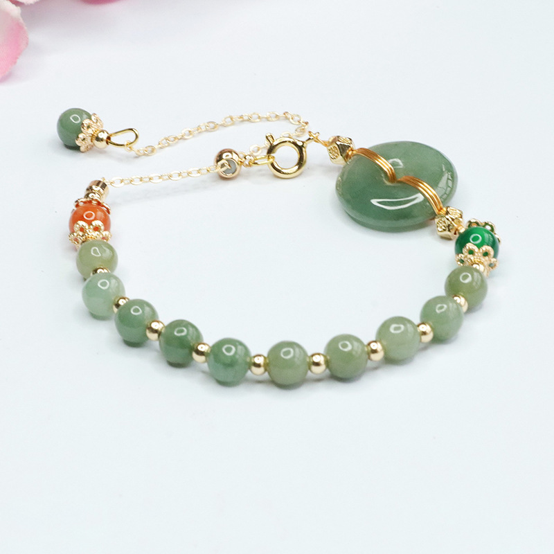 Picture of As Yu natural Burmese jadeite oil green peace buckle bracelet jade bracelet wholesale live generation FC3103008