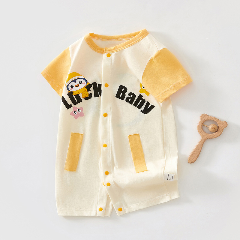 Picture of Baby's jumpsuit summer thin cotton newborn clothes for boys and girls baby super cute climbing clothes cute short sleeve ha clothes
