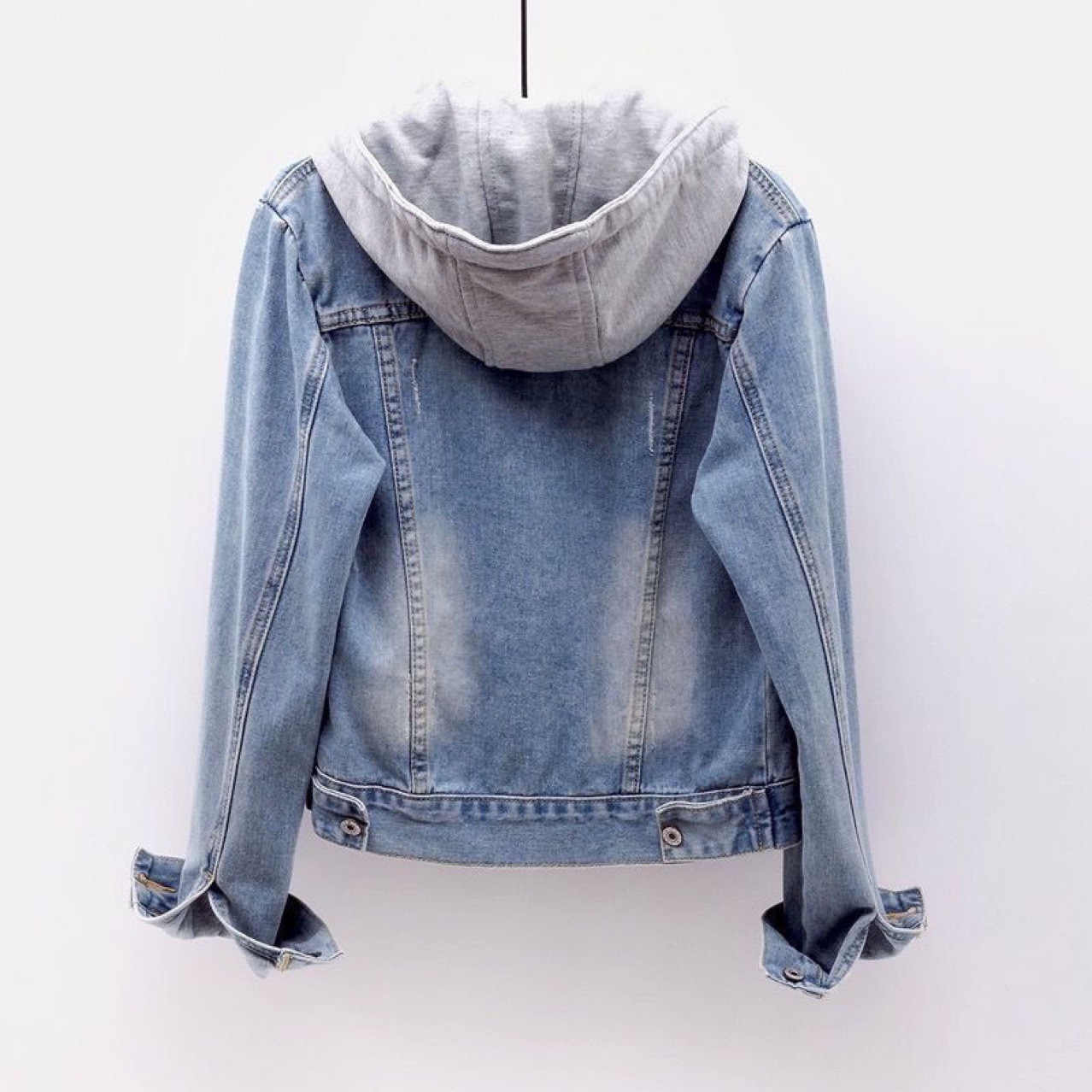 Picture of Cross-border foreign trade wholesale Denim short coat women's short autumn and winter Korean long sleeve slim hooded jacket all-match students