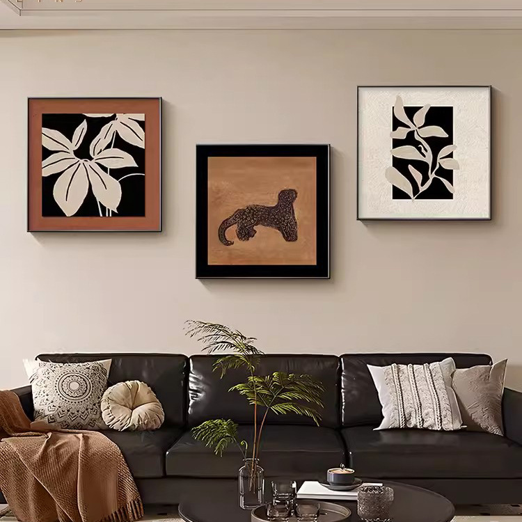 Middle Ancient Living Room Decorative Painting Maillard Vintage Bedroom Hanging Painting Niche Art Square Combination Restaurant Mural