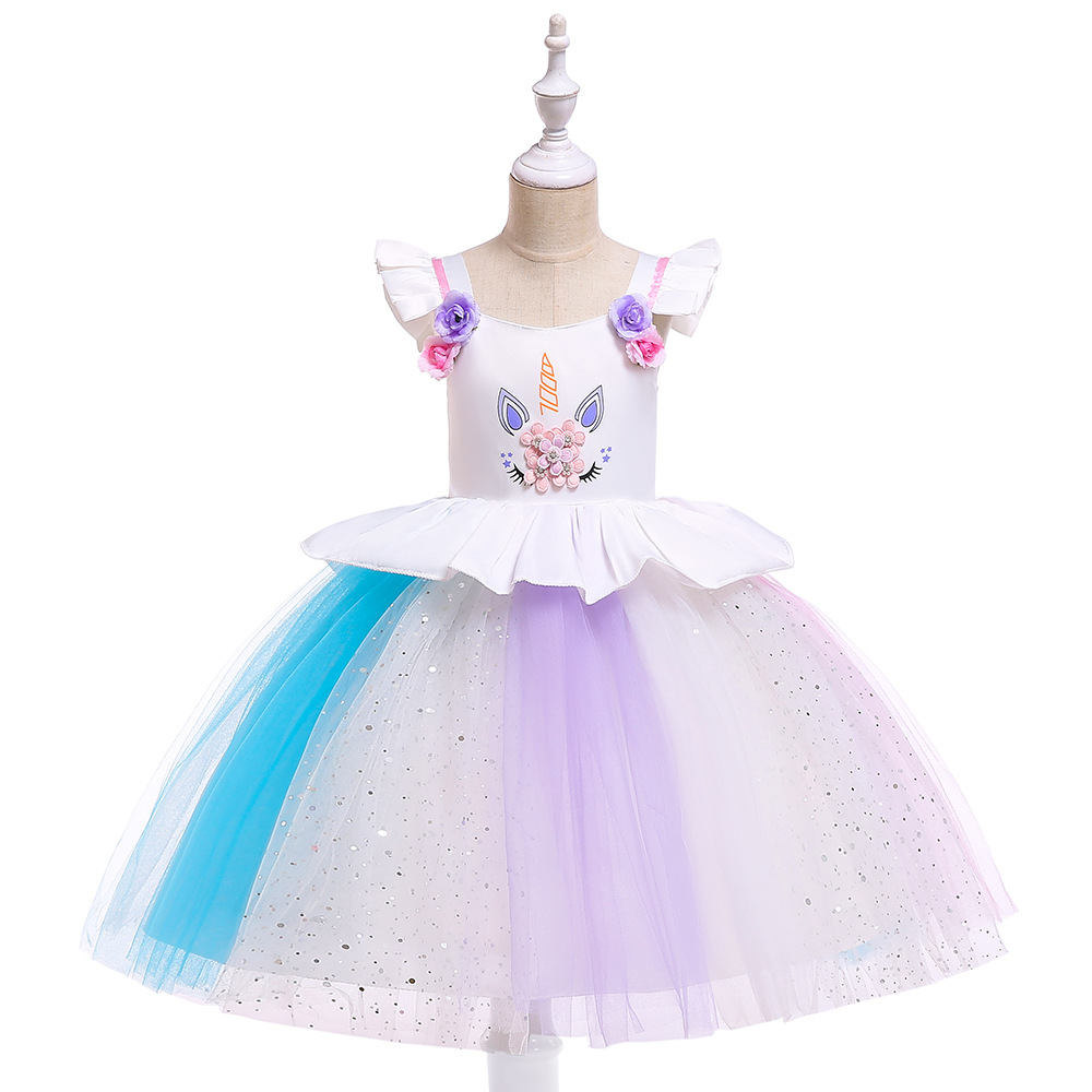Picture of AliExpress European and American 2020 New Unicorn Children's Dress Princess Dress Children's Wear Girls Flower Girl Wedding Dress
