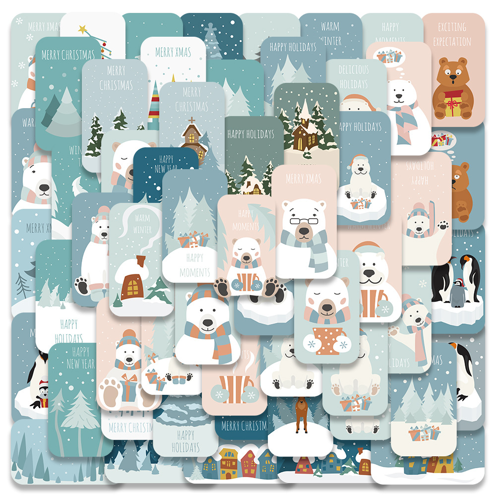 57 original winter bear decimal stickers luggage mobile phone water cup computer children's toy waterproof stickers