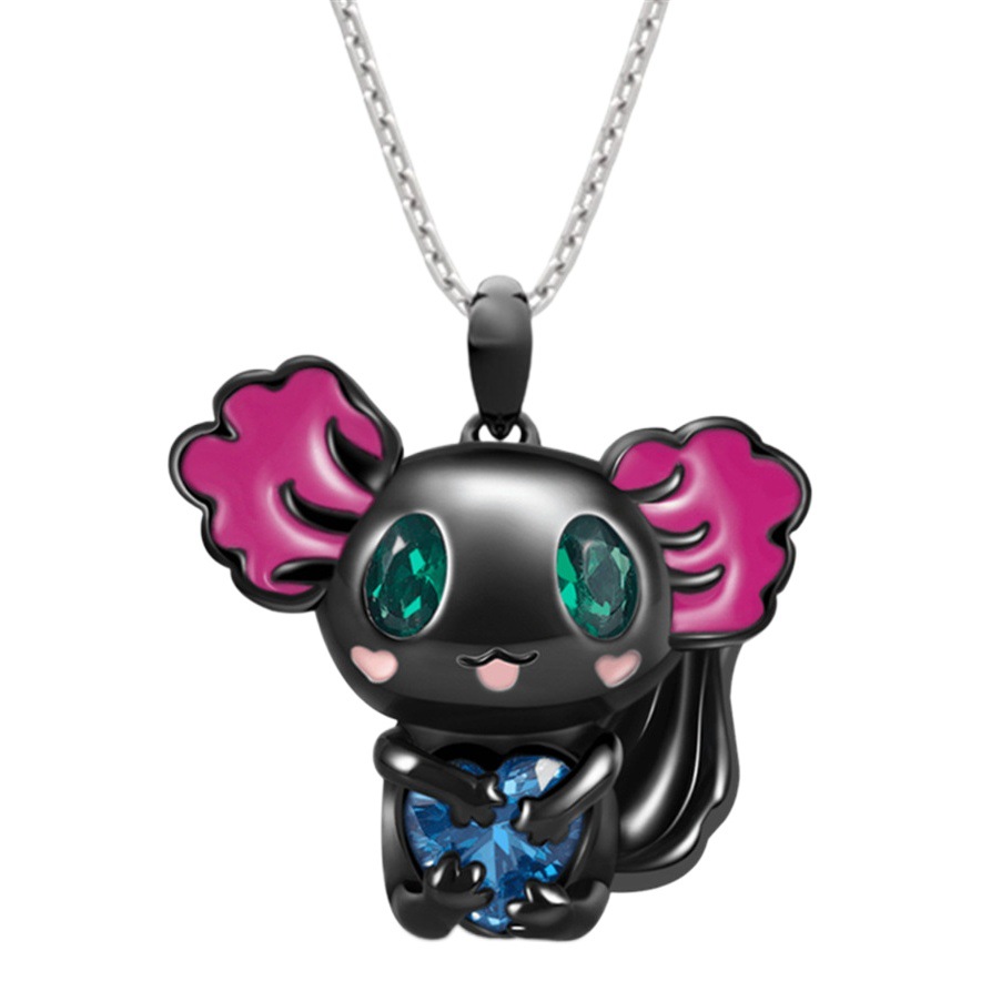 Cross-border hot new cartoon fashion big eyes hug love little dragon lady necklace pendant