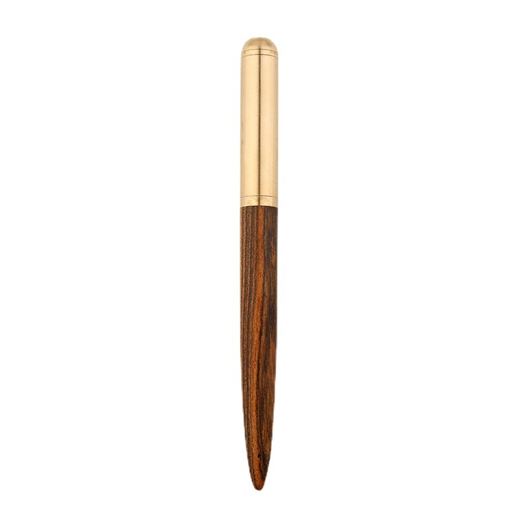 Picture of Manufacturer Wholesale Brass Sandalwood Business Ink Bag Pen Set Students Can Use Creative Gift Signature Pen with Engraved Logo