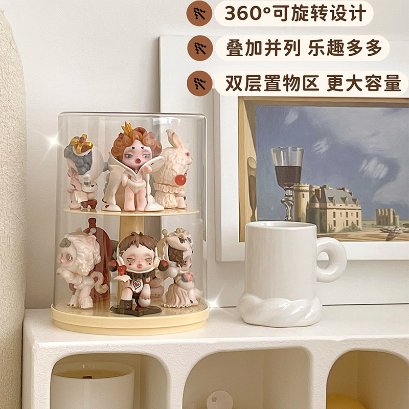 Rotating Bubble Mart Display Box Hand-held Display Cabinet Lego Ornaments Blind Box Display Stand Storage Transparent Acrylic