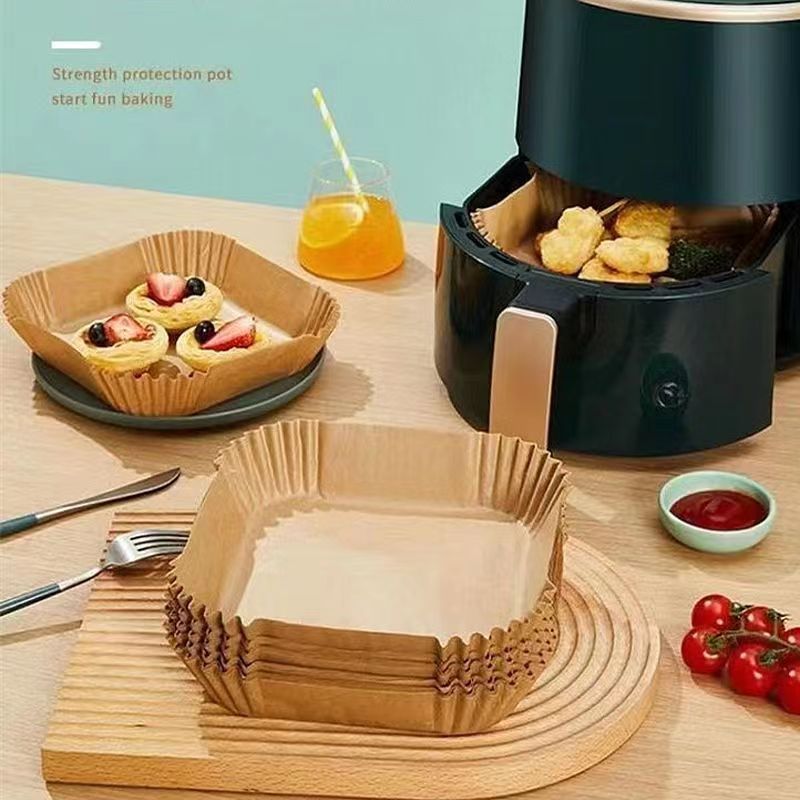 Picture of Air Fryer Special Paper Tray Household Oil Absorbing Paper Pad Food Grade Special Paper Square Baking Tray Baking Paper Commercial