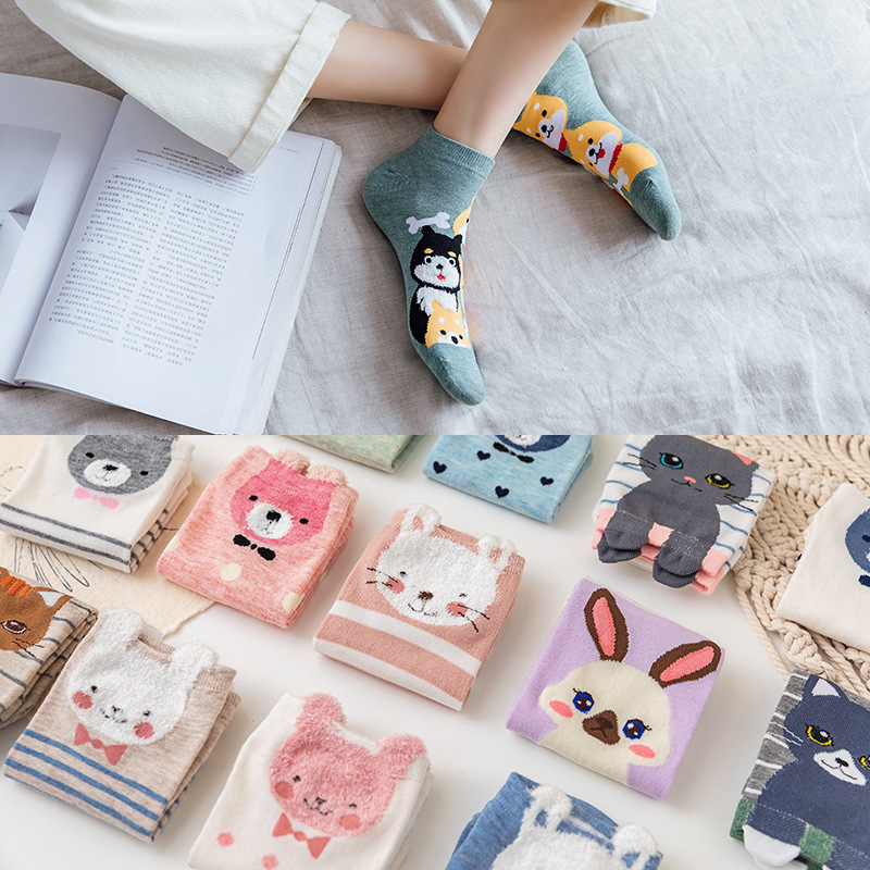Spring and summer new cartoon foreign trade ladies boat Socks academic style shallow mouth invisible socks ins Japanese style short tide socks