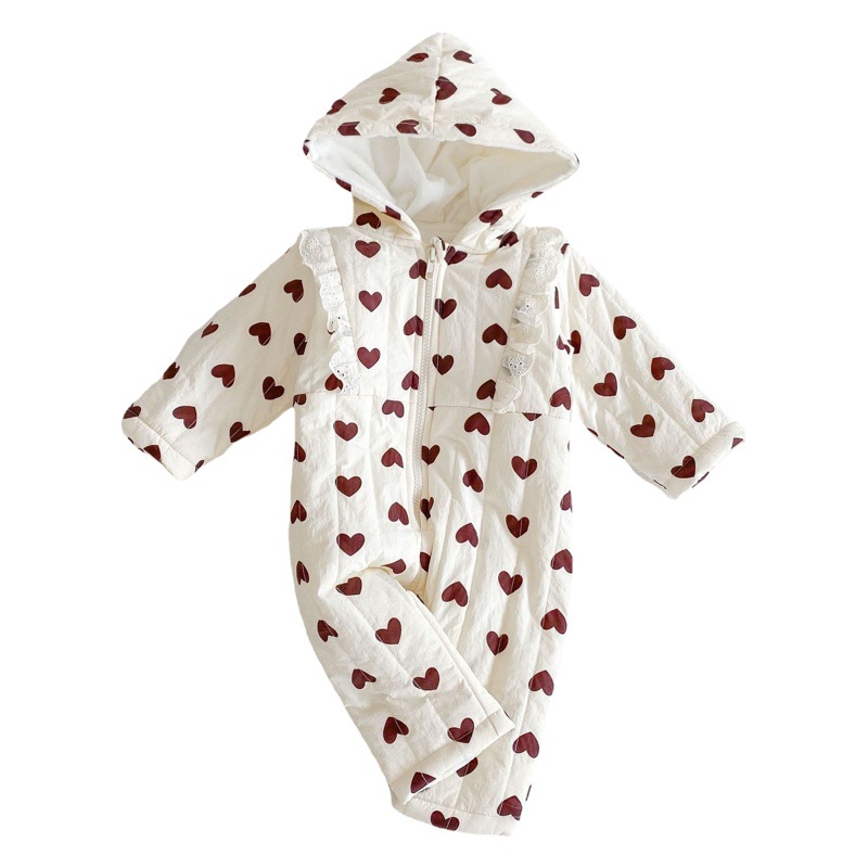 2025 Winter Velvet Warm Printed Lace Cotton Coat Long Crawling Clothes for Boys and Girls Infants and Kidsren Baby Long Crawling Clothes