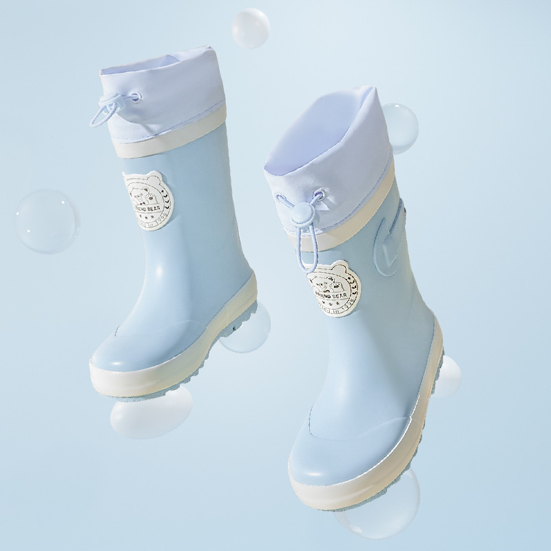 Children's Rain Shoes for Primary School Students Boys and Girls Children's Velvet Warm Rain-proof Boots Large Children's Rubber Shoes Baby Water Shoes