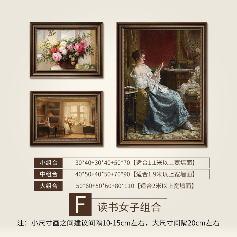 Picture of American porch retro combination decorative painting high-level sense French antique niche living room dining room classical painting