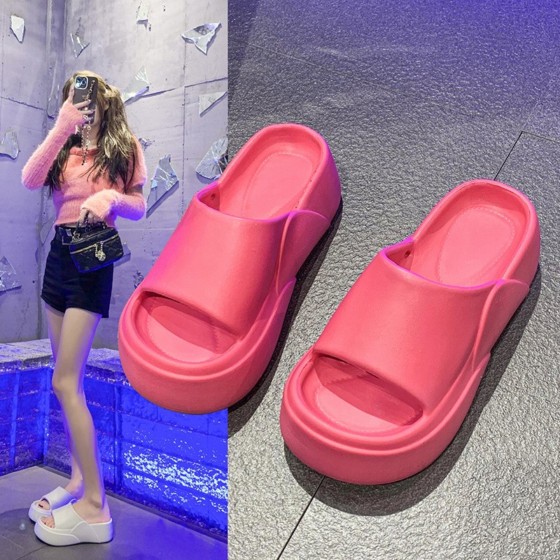 EVA Elevated Thick Bottom Home Fashion Fashionable Slippers Women's New Sandals and Slippers Non-Slip Super Soft Feeling for Summer Wear Inside and Outside