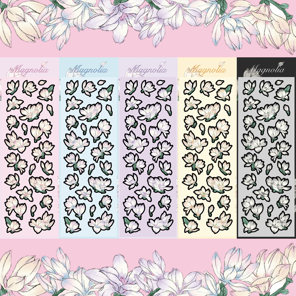 Coisini original magnolia flower sticker ins Korean laser goo card hand account diy decorative flower sticker wholesale