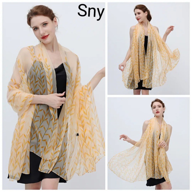 Picture of Spring and Summer New Soft Yarn Sunscreen Shawl Summer Thin Imitation Silk Long Silk Scarf Fashion Printed Flower Scarf