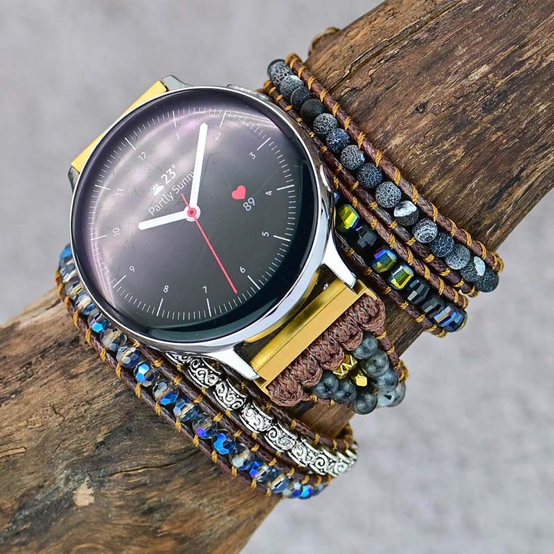 Foreign trade e-commerce hot sale 5-layer winding Samsung watch strap bracelet weathering agate woven bohemian watch strap
