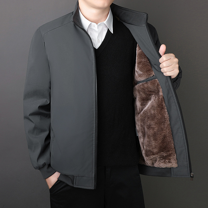 New high-end executive cotton-padded jacket men's middle-aged and elderly jacket men's coat cotton and thickening warm collar casual cotton-padded jacket