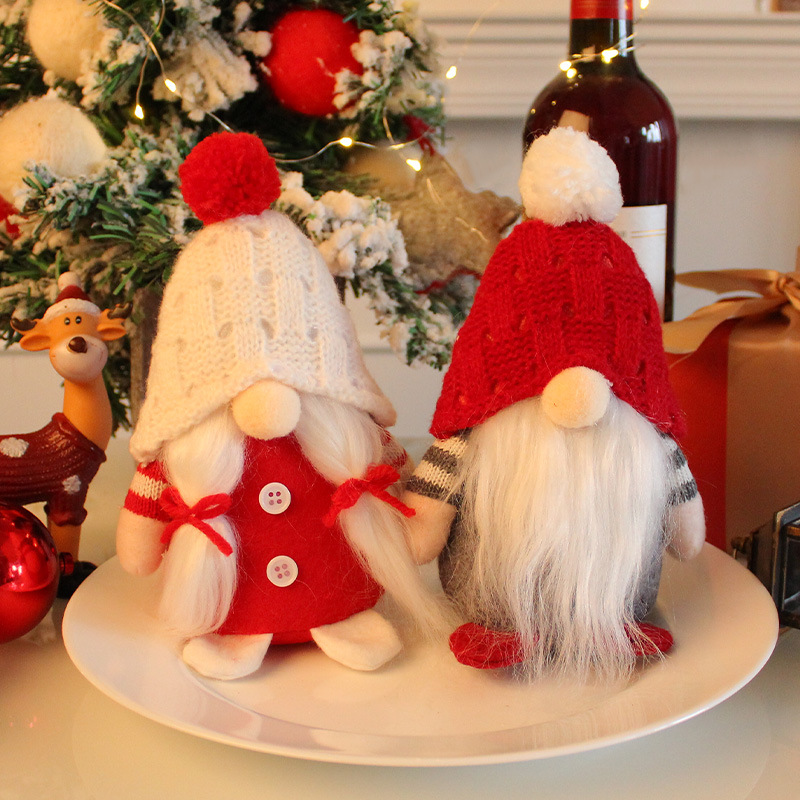 Hong Kong Love Knitted Fur Ball Hat Doll Amazon White Bearded Old Man Faceless Doll Window Home Decoration Ornament