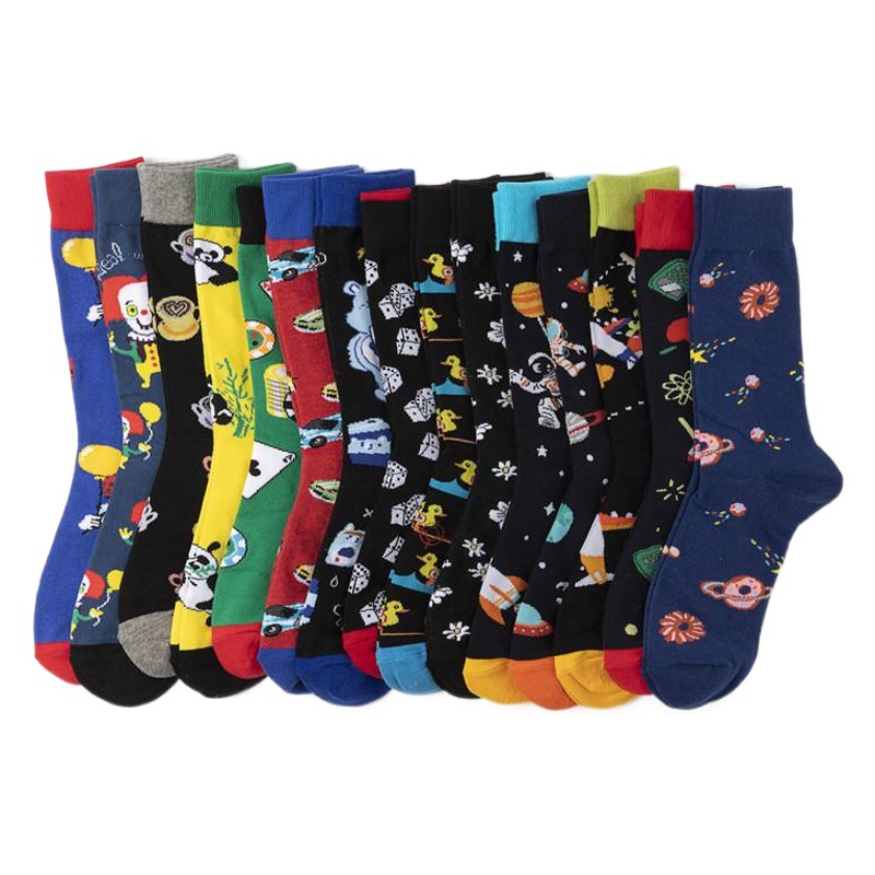 Wholesale men's foreign trade e-commerce cross-border supply men's long cotton women's cartoon men's socks multi-pattern socks personalized socks