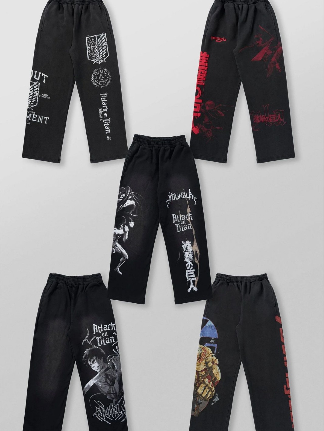 American Youngla Co-Branded Anime Attack on Titan Jogger Cotton Terry Printed Wide-Leg Pants