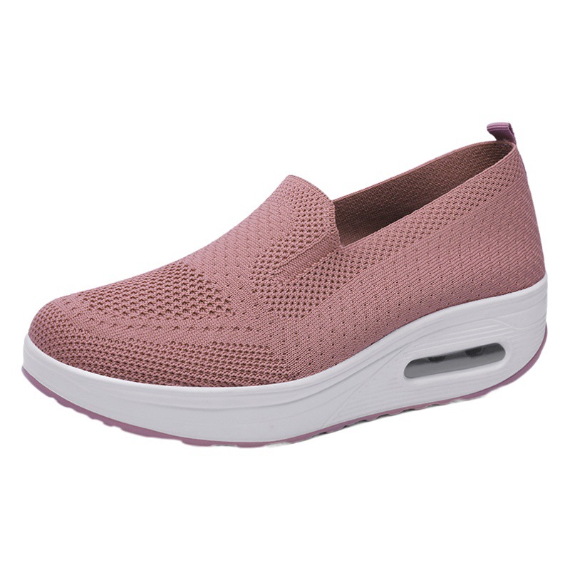 Foreign Trade 2025 Large Size Women's Shoes Pure Color Breathable Fly Woven Shoes One-Leg Women's Sports Shoes Socks Casual Shoes