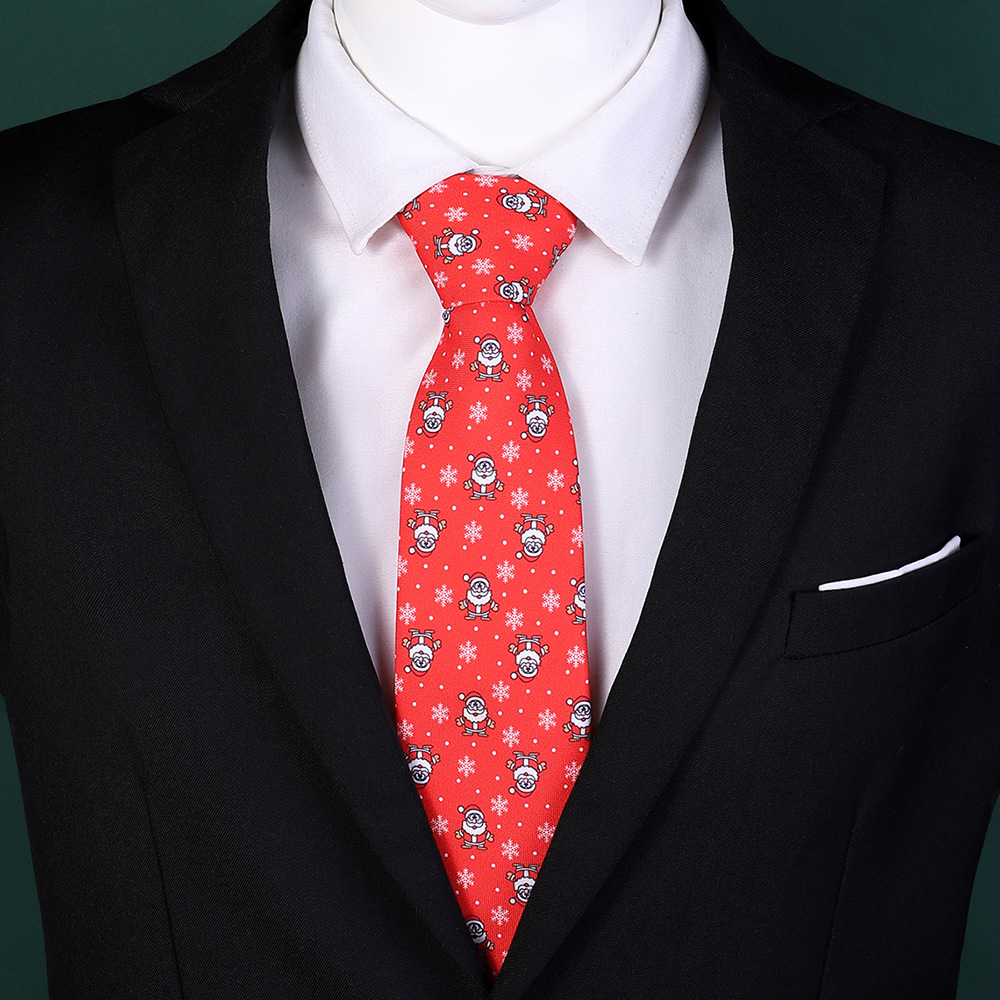 Picture of Polyester printed tie Christmas flower tie holiday formal wear clothing accessories men's tie