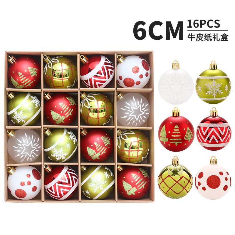 Christmas decorations 16 Red Green White Christmas ball decoration Christmas tree pendant home party ornaments
