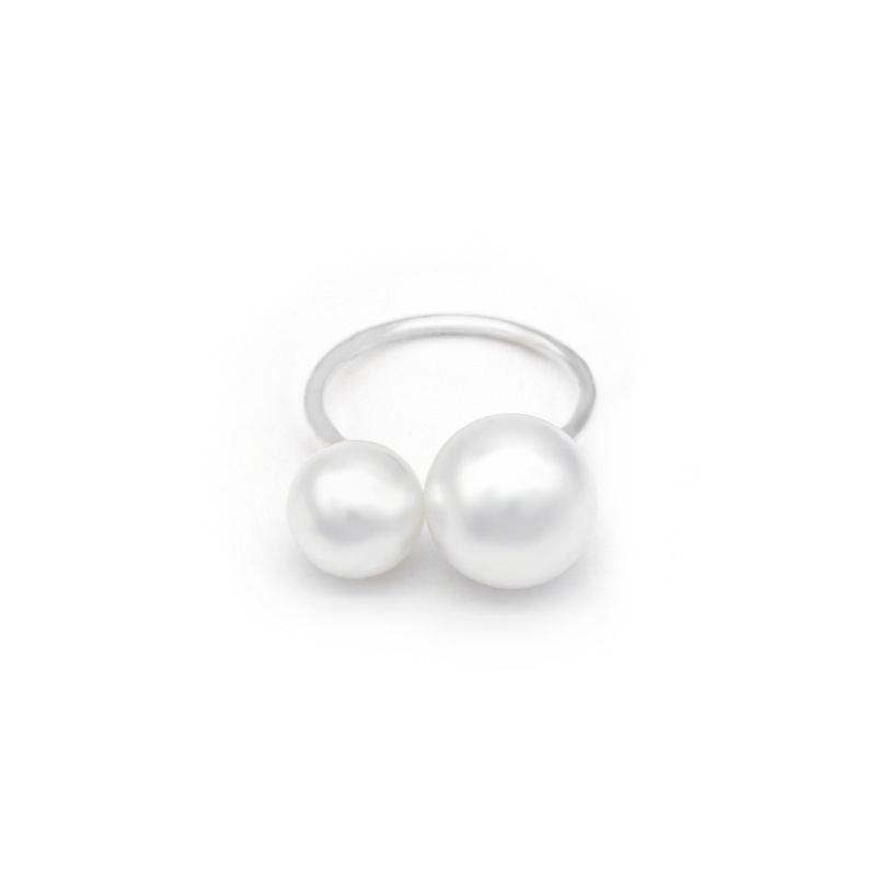 Picture of J588 South Korea Ring Size Pearl Opening Ring Minimalist Exaggerated Ring Double Pearl Ring for Women