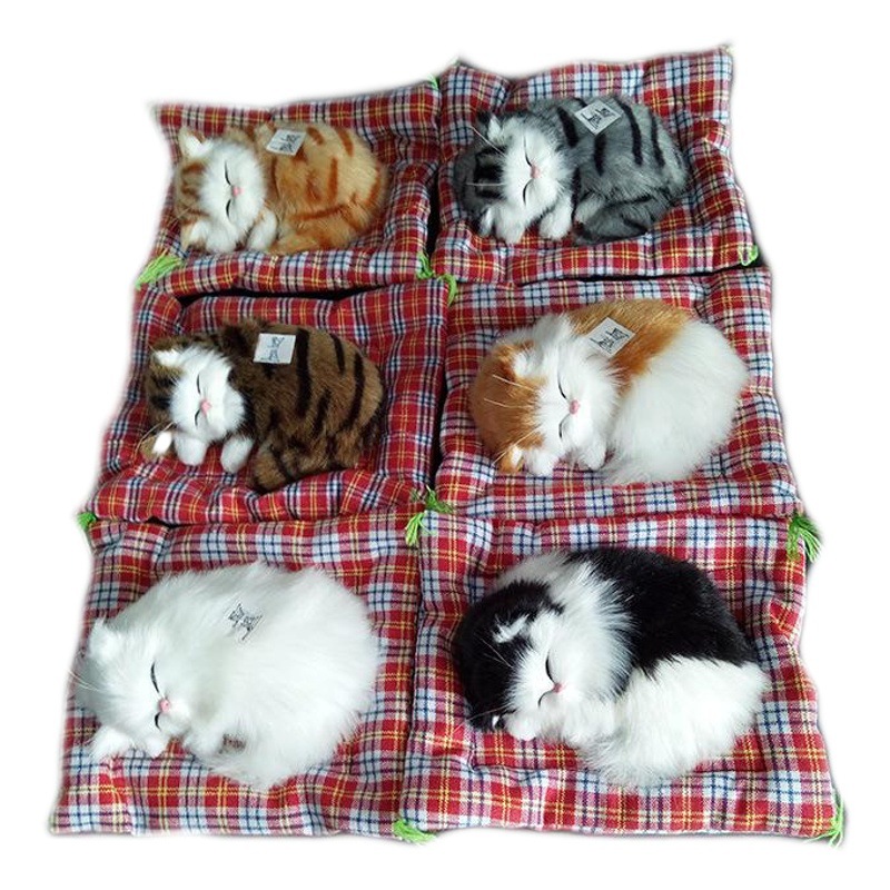Picture of A simulated cat will call a sleeping cat cloth pad cat gift cat crafts toy car ornaments