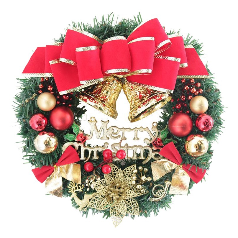 Christmas decorations 30cm Christmas wreath simulation wreath door hanging window props background Christmas tree accessories