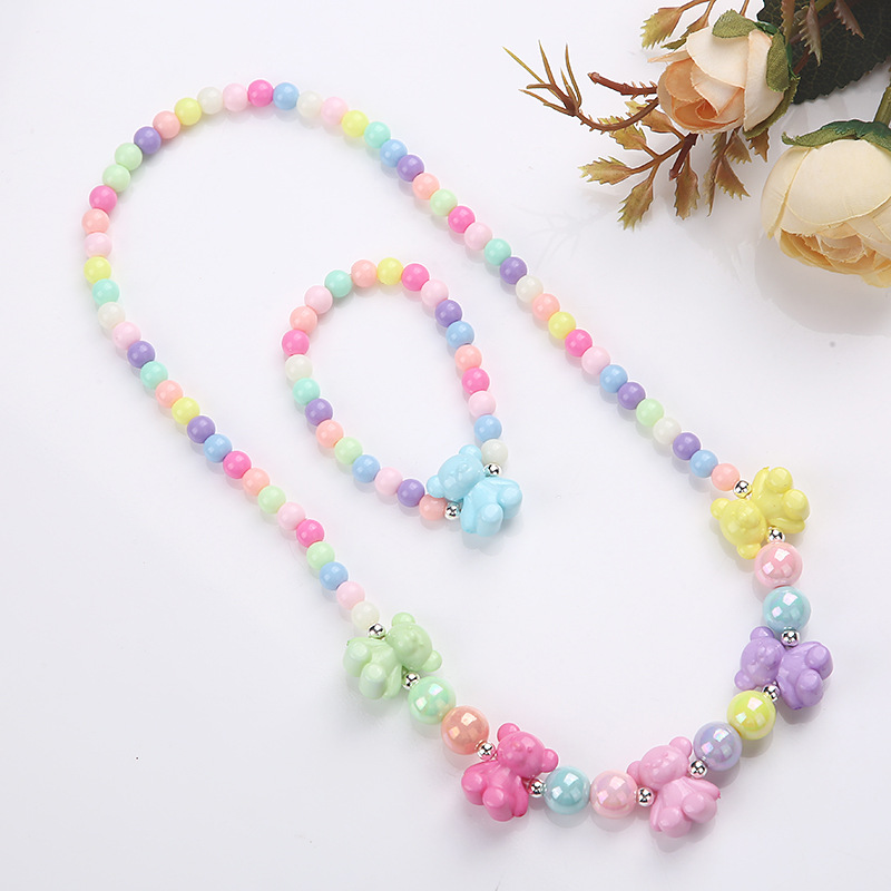 Picture of Korean version of candy color necklace children's spot jewelry beads necklace bracelet two-piece set Yiwu jewelry wholesale