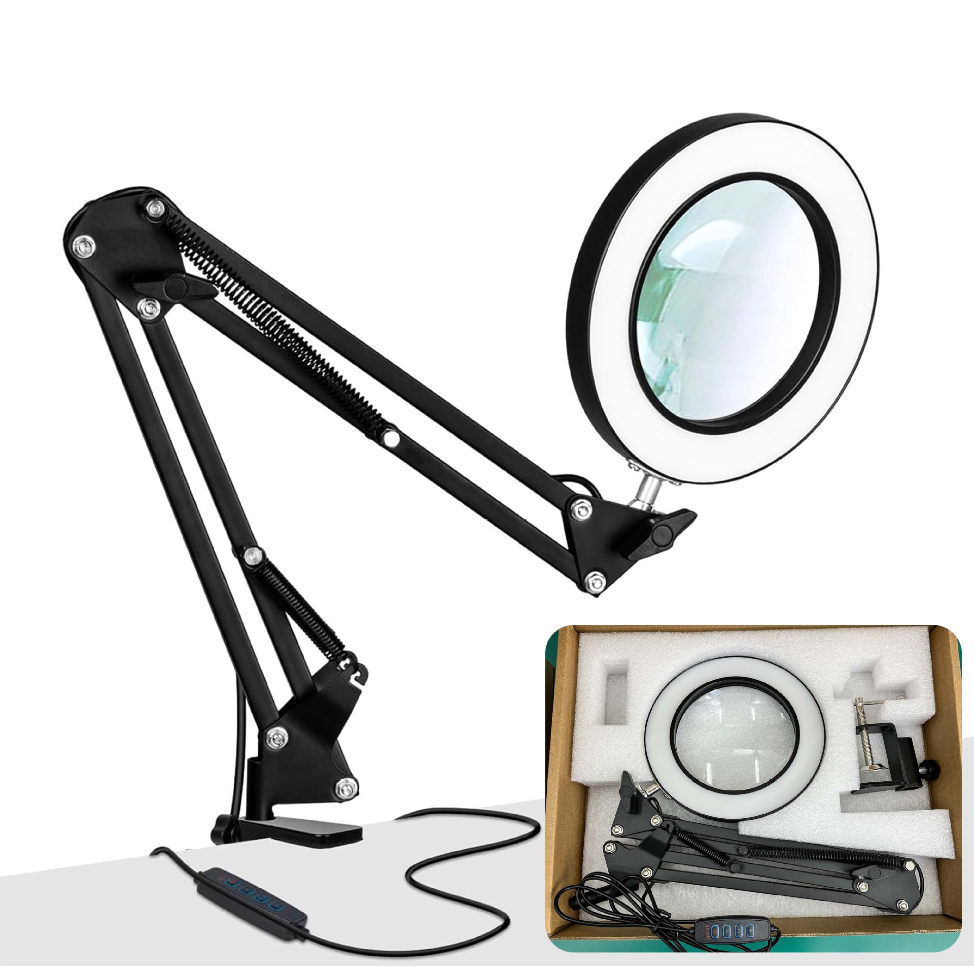 Magnifier with lamp Reading lamp Learning lamp Short arm American table lamp Welding appraisal Maintenance work Folding magnifying glass