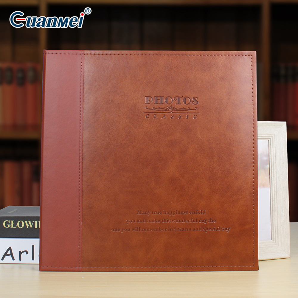 Guangmei manufacturers high-end leather photo album self-adhesive commemorative book 12 inch retro creative photo album film album diy